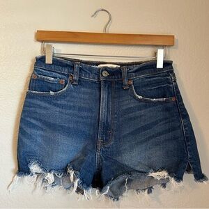 Abercrombie & Fitch High Rise The Cutoff Raw Hem Denim Shorts Size 25